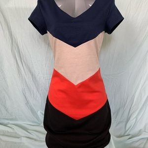 Fitted geometric knee length dress